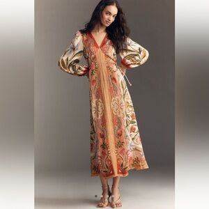 Farm Rio x Anthropologie Long-Sleeve V-Neck
Maxi Dress -Size XS